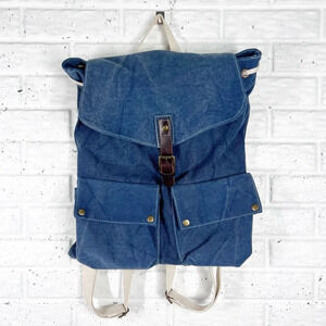 CARGOIT Blue & Ivory Canvas Backpack